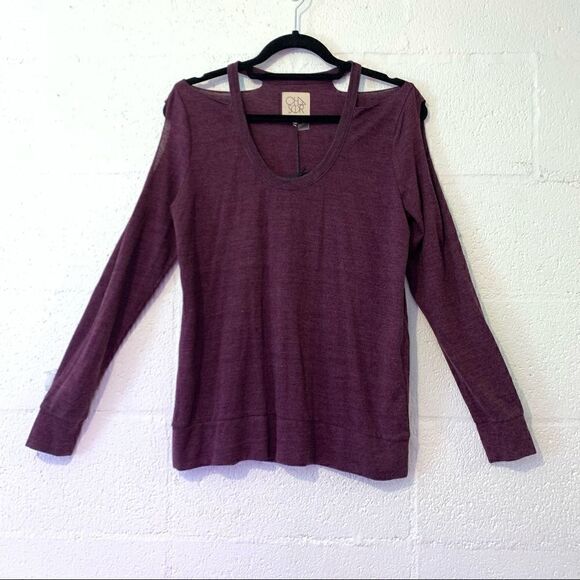 NWT Chaser a purple Deconstructed Long sleeve Tee Medium - Picture 1 of 5